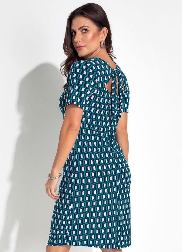 Rovitex - Vestido Geométrico Verde em Malha Fria 2