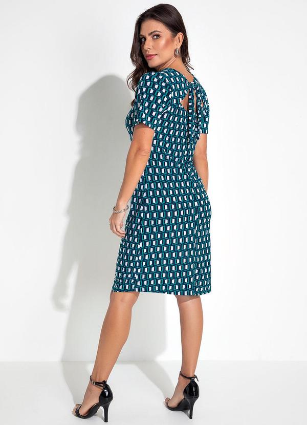 Rovitex - Vestido Geométrico Verde em Malha Fria 4