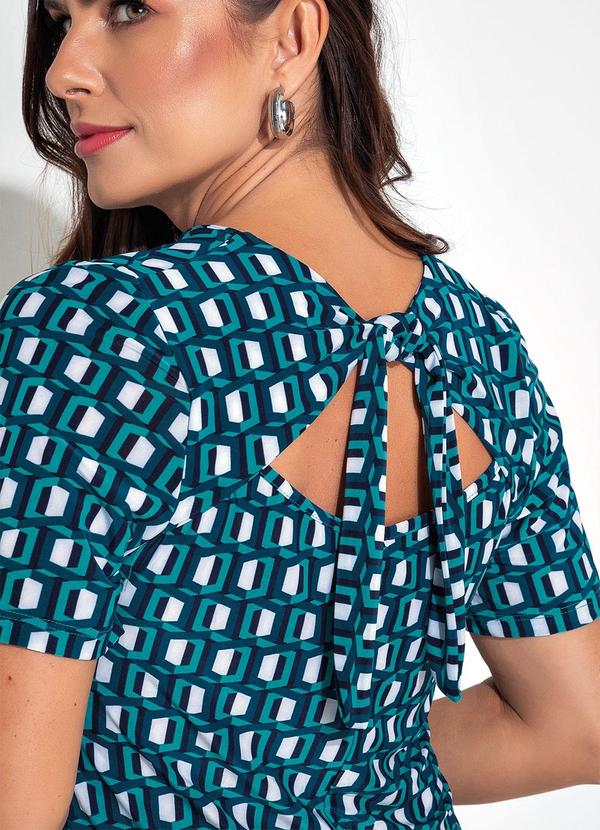 Rovitex - Vestido Geométrico Verde em Malha Fria 5