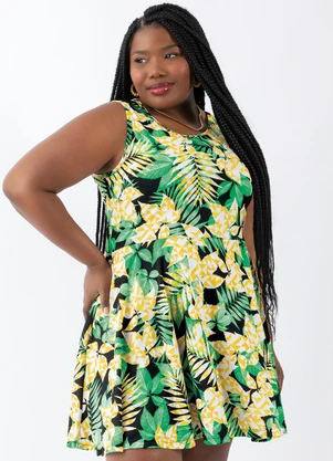 Moda Pop - Vestido Godê Folha e Geométrico Laranja - MODA POP