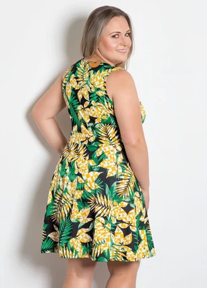 Moda Pop - Vestido Godê Folha e Geométrico Laranja - MODA POP