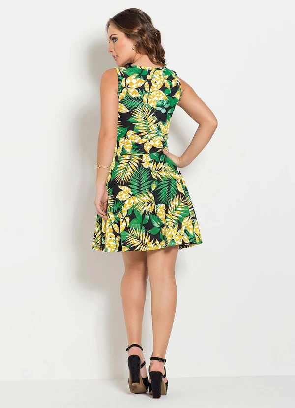 Moda Pop - Vestido Godê Folha e Geométrico Laranja 8