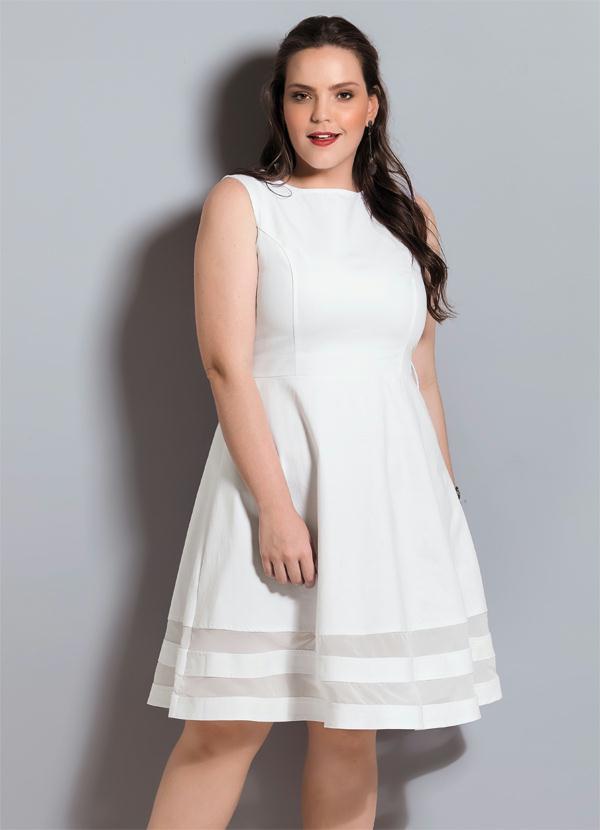 Quintess - Vestido Godê Quintess Branco Plus Size 5
