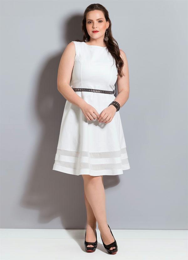 Quintess - Vestido Godê Quintess Branco Plus Size 7
