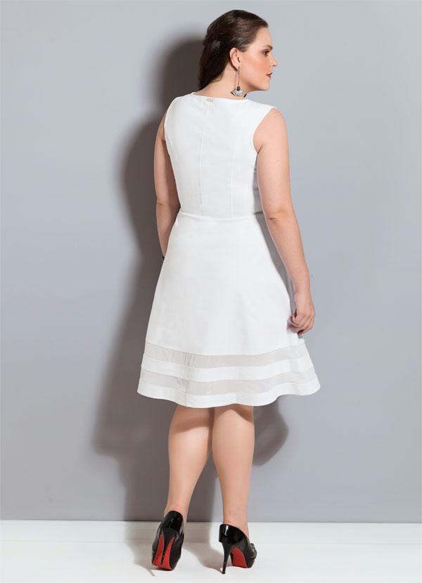Quintess - Vestido Godê Quintess Branco Plus Size 9