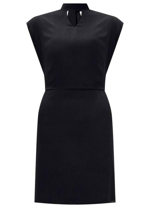 Lunender - Vestido Gola Alta Amarração Posterior Preto