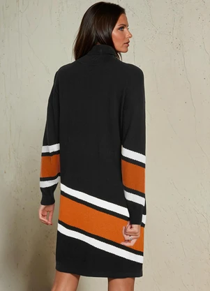 bonprix - Vestido Gola Alta Preto - BONPRIX
