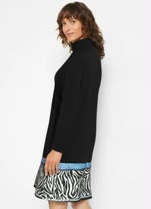 bonprix - Vestido Gola Alta Preto - BONPRIX