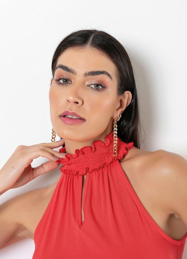 Outlet - Vestido Gola Alta Vermelho 7