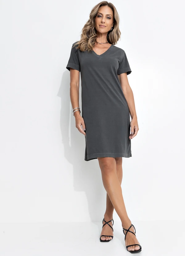 Quintess - Vestido Grafite em Malha de Algodão 3