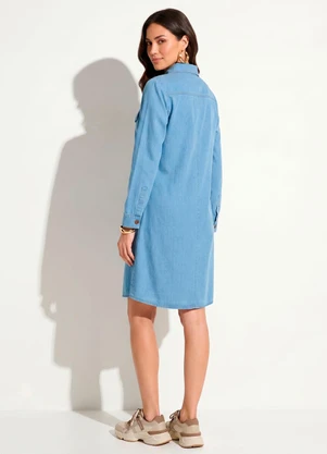 Quintess - Vestido Jeans Claro com Bolsos - QUINTESS