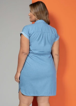 Quintess - Vestido Jeans Claro com Cordel na Cintura - QUINTESS