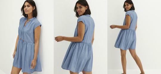 Vestido Jeans Claro em Jeans de Algodo