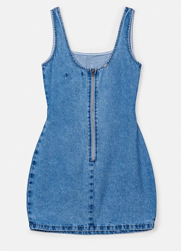 Authoria - Vestido Jeans com Abertura e Pedrarias Azul 7