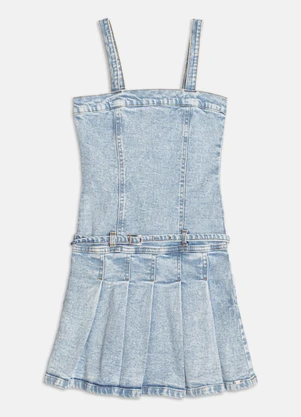 Authoria - Vestido Jeans com Pregas  Azul - AUTHORIA