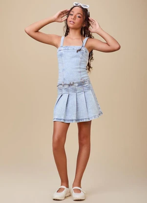 Authoria - Vestido Jeans com Pregas  Azul - AUTHORIA