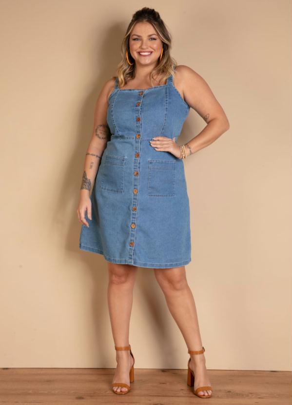 Quintess - Vestido Jeans com Vista Frontal de Botões e Bolsos 8