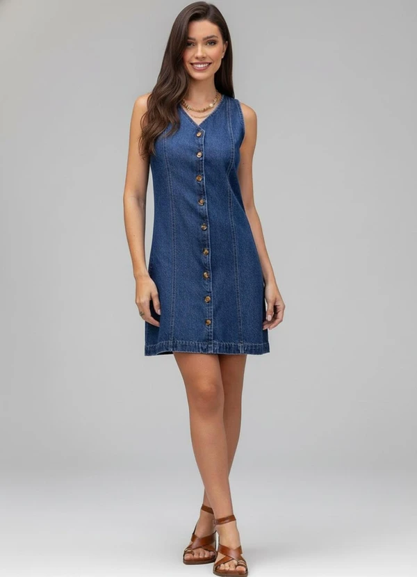 Quintess - Vestido Jeans Escuro em Jeans