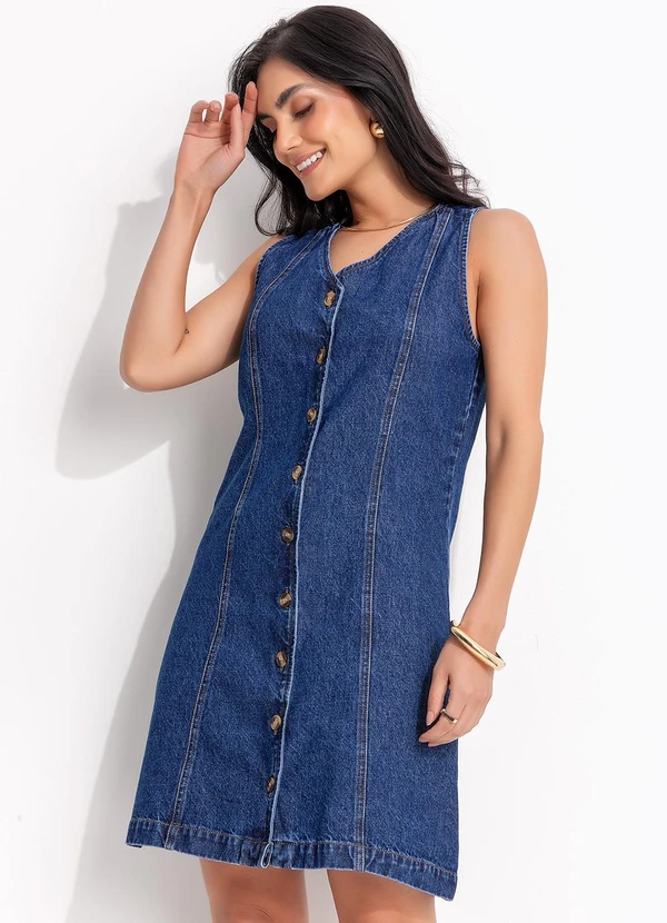 Quintess - Vestido Jeans Escuro em Jeans 12