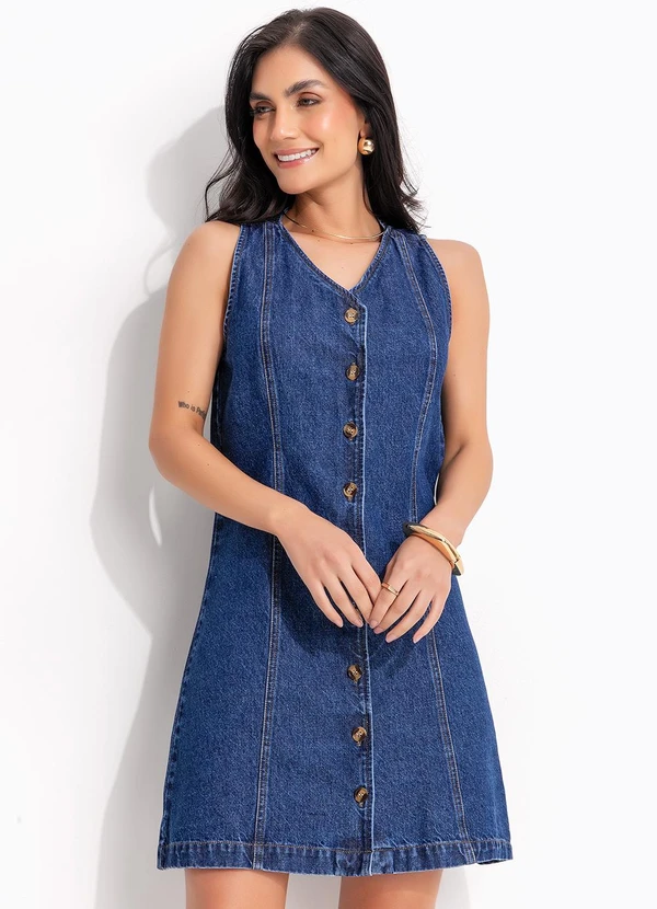Quintess - Vestido Jeans Escuro em Jeans