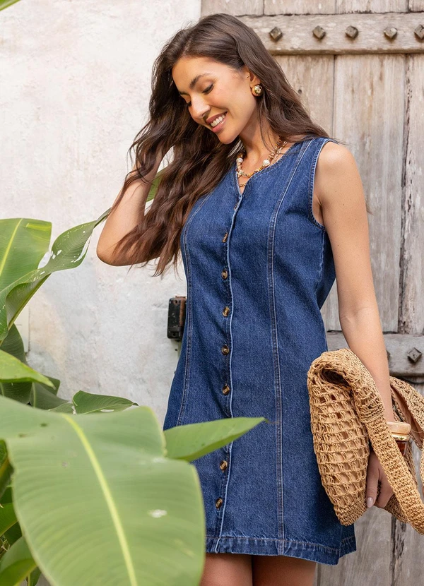 Quintess - Vestido Jeans Escuro em Jeans 7