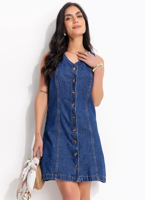 Quintess - Vestido Jeans Escuro em Jeans 8