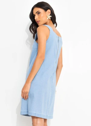 Quintess - Vestido Jeans Médio em Jeans Leve - QUINTESS
