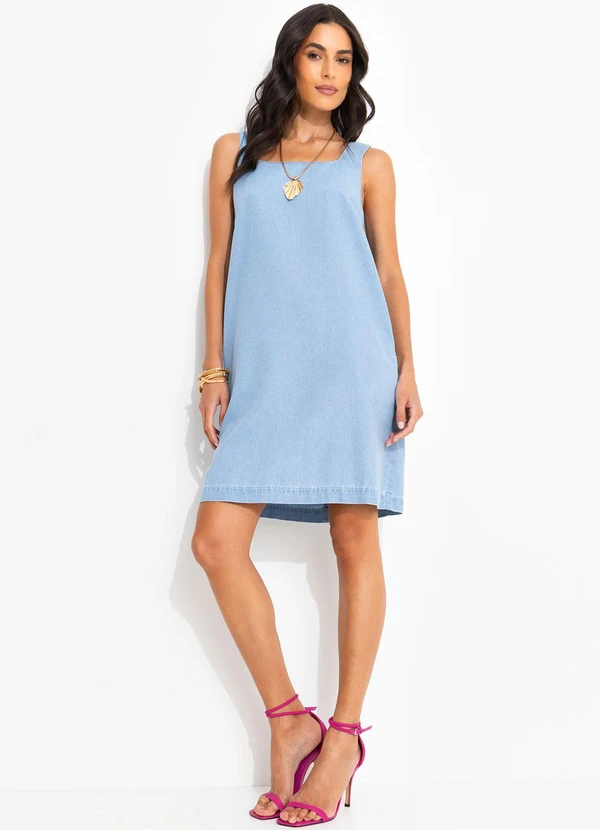 Quintess - Vestido Jeans Médio em Jeans Leve 6