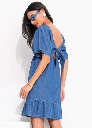 Quintess - Vestido Jeans Médio em Jeans Leve - QUINTESS