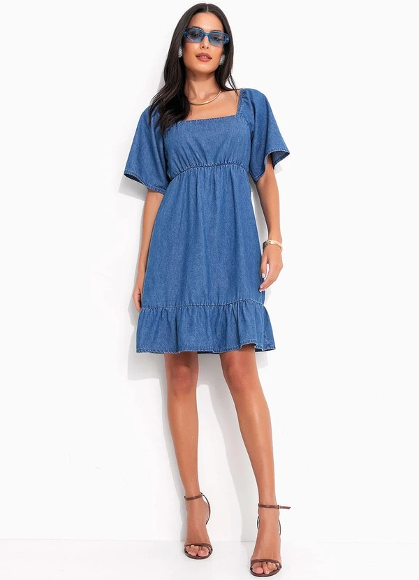Quintess - Vestido Jeans Médio em Jeans Leve 9