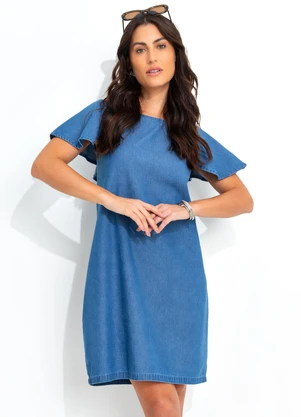 Quintess - Vestido Jeans Médio em Jeans - QUINTESS