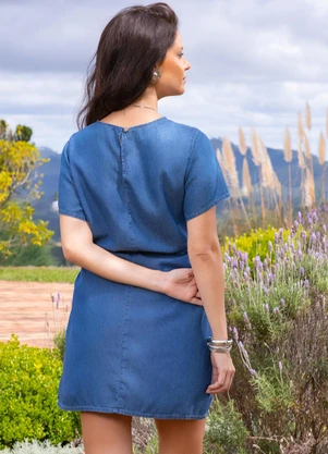 Quintess - Vestido Jeans Médio em Jeans - QUINTESS