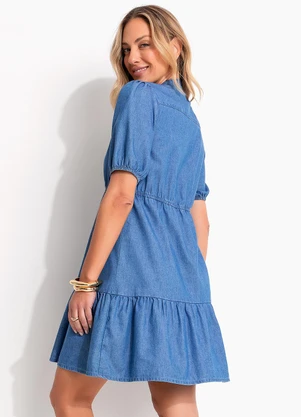 Quintess - Vestido Jeans Médio em Jeans - QUINTESS
