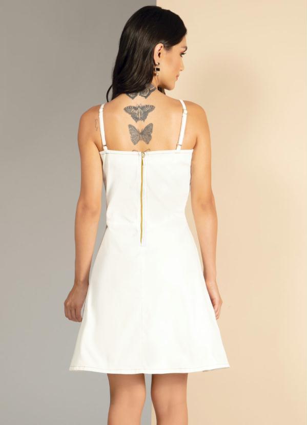 Quintess - Vestido Jeans Off White com Corselet Frontal 2
