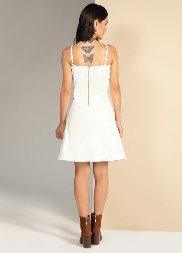 Quintess - Vestido Jeans Off White com Corselet Frontal 4