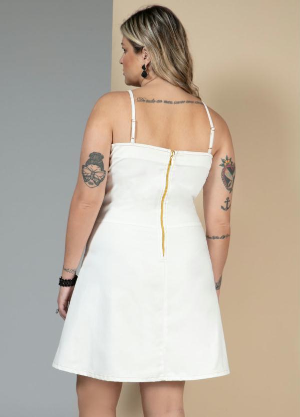 Quintess - Vestido Jeans Off White com Corselet Frontal 7