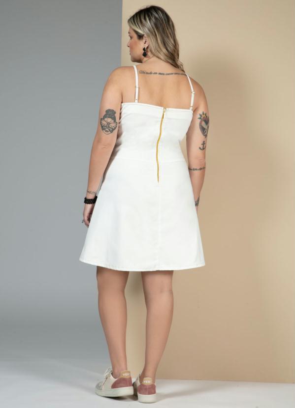 Quintess - Vestido Jeans Off White com Corselet Frontal 9