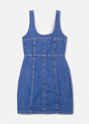 Authoria - Vestido Jeans Pespontado com Recortes Azul - AUTHORIA