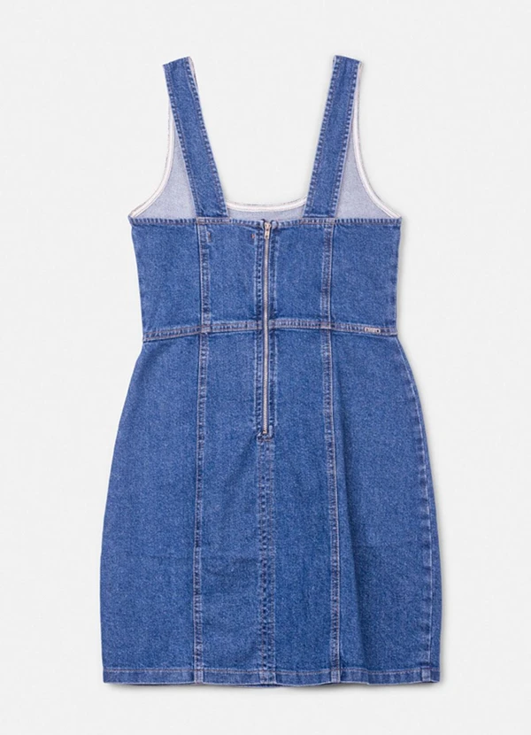 Authoria - Vestido Jeans Pespontado com Recortes Azul 2