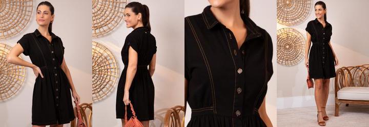 Vestido Jeans Preto em Jeans