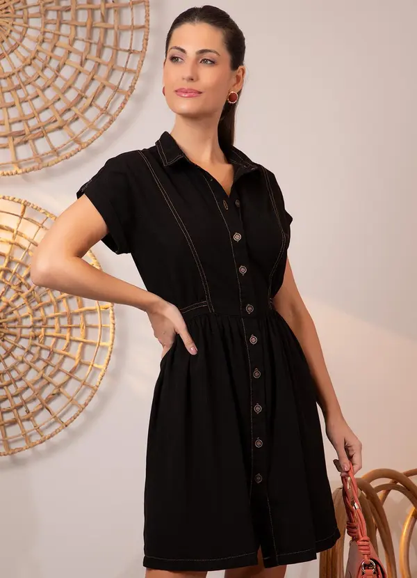 Vestido Jeans Preto em Jeans Quintess