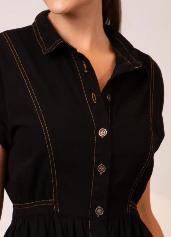 Quintess - Vestido Jeans Preto em Jeans 3