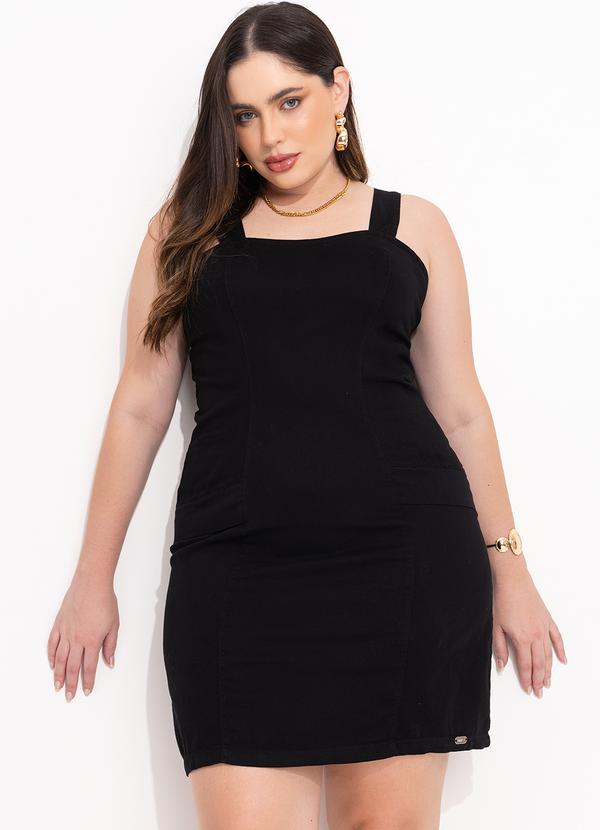 Quintess - Vestido Jeans Preto Tubinho com Abertura Costas 10