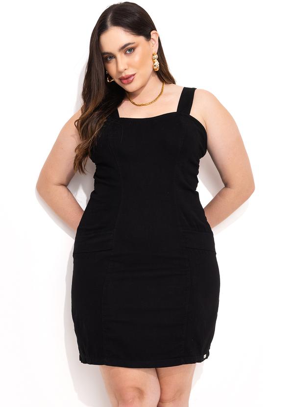 Quintess - Vestido Jeans Preto Tubinho com Abertura Costas 6