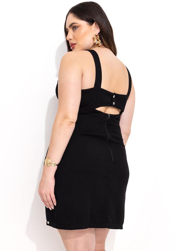 Quintess - Vestido Jeans Preto Tubinho com Abertura Costas 7