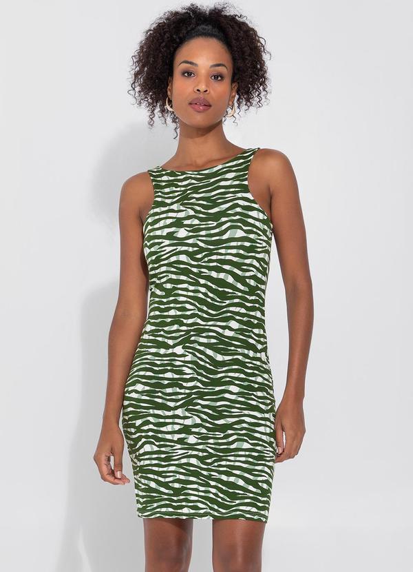 Enfim - Vestido Justo Animal Print Verde
