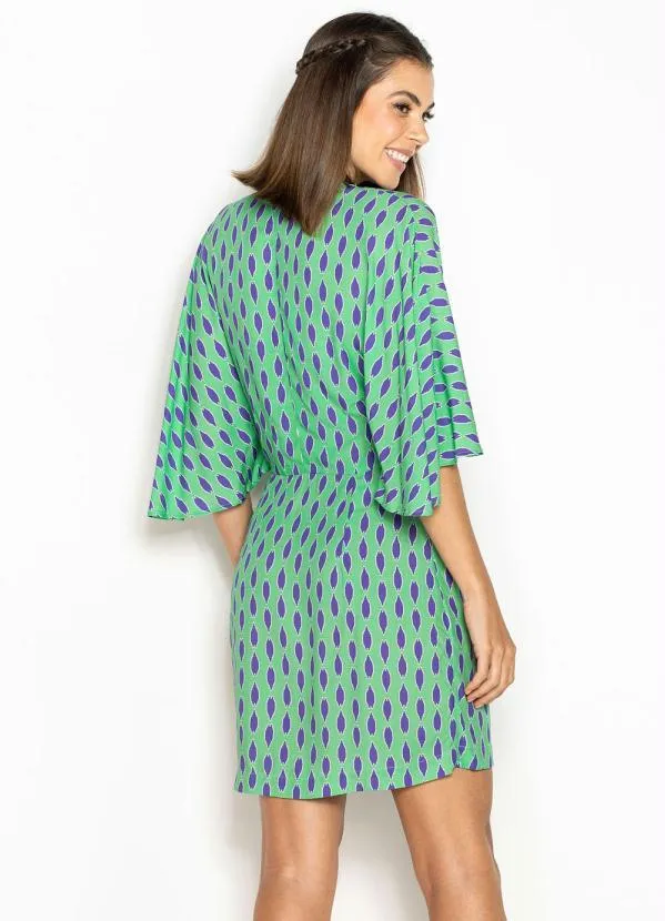 Maria Filó - Vestido Kimono de Viscose Estampa Mini Tacos Verde 2