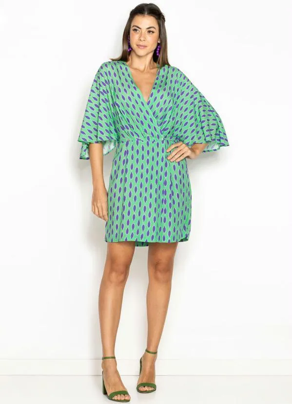 Maria Filó - Vestido Kimono de Viscose Estampa Mini Tacos Verde 3