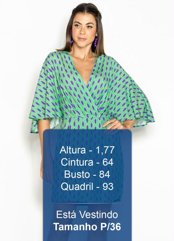Maria Filó - Vestido Kimono de Viscose Estampa Mini Tacos Verde 5