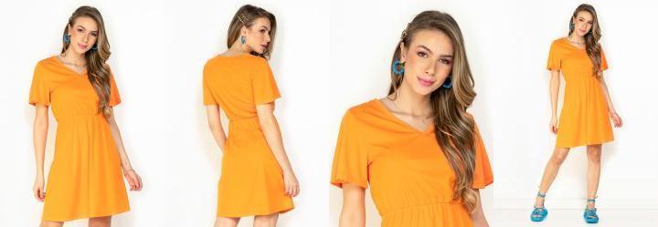 Vestido Laranja com Detalhe na Cintura